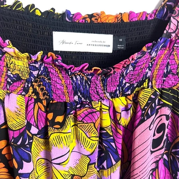 ANTHROPOLOGIE Alexandra Farmer Puff Sleeved Blouse Smocked Pullover‎ Top XS - Picture 6 of 13